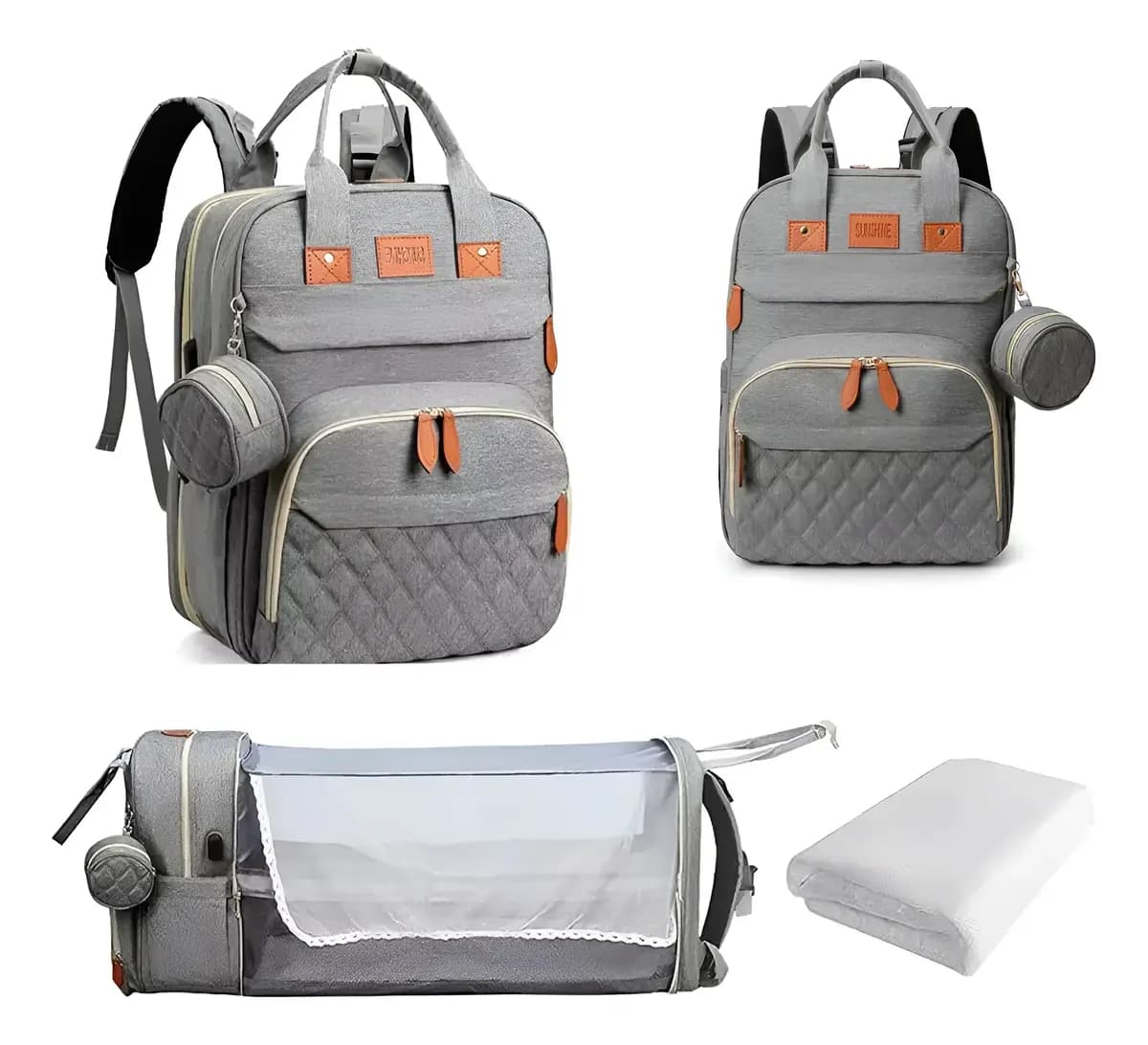 Mochila maternal 3 en 1 con cuna cambiador